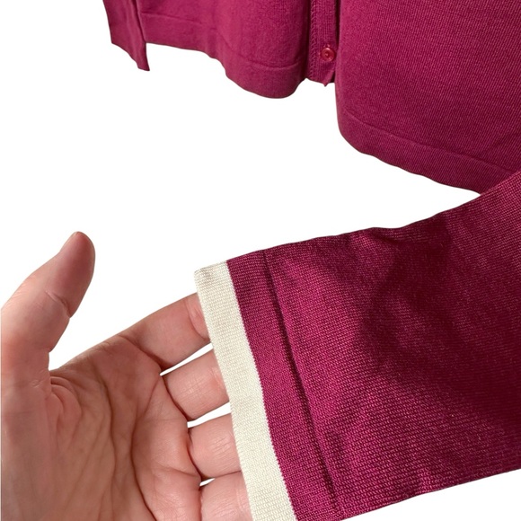 WinterSilks Cardigan Sweater With Faux Shirt Collar Size Medium Preppy Academia - Picture 4 of 13